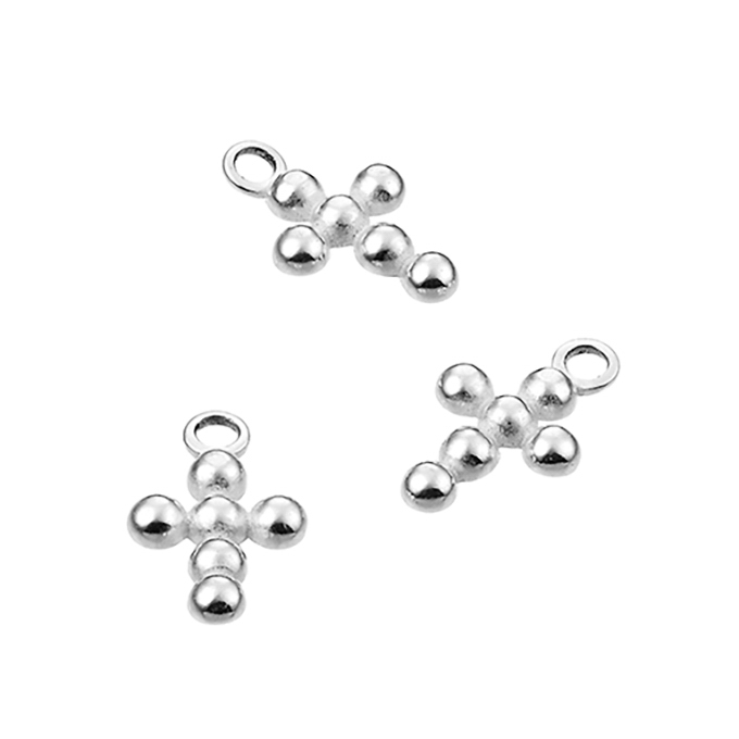 10x7mm cross pendants semi bead 2,5mm with rings (10pcs)