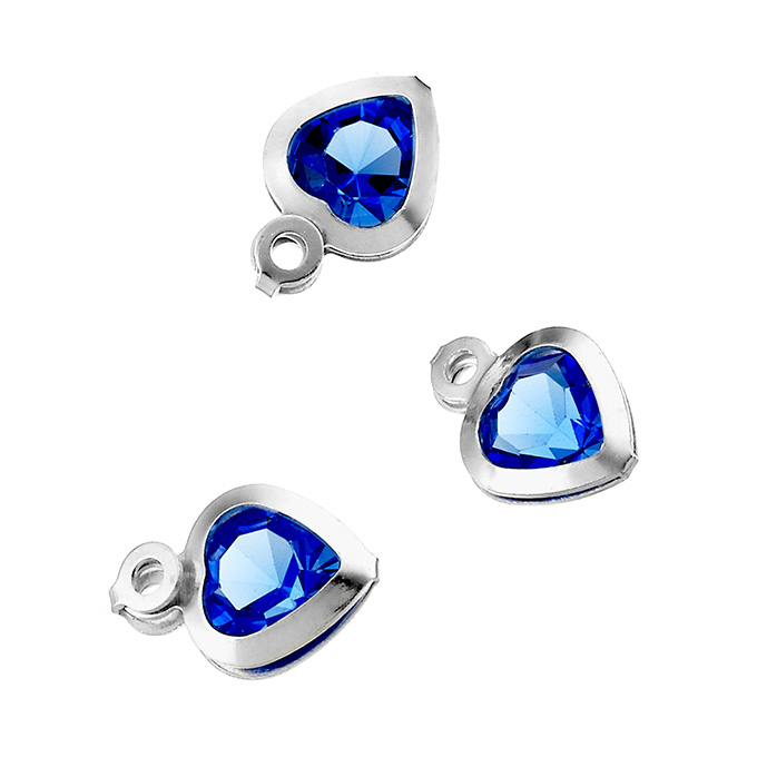 Blue crystal heart pendants (10pcs)