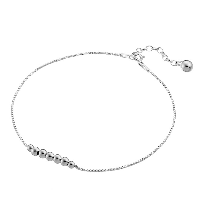 String beads ankle chain, 23+3cm extender (1pc)