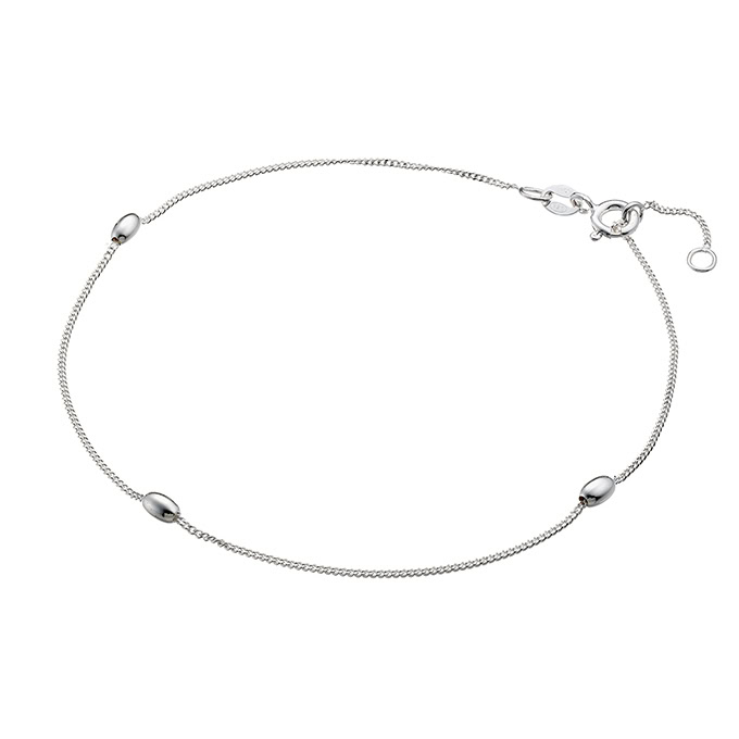 Oval bead ankle chain 25cm with ring at 23cm (1pc)