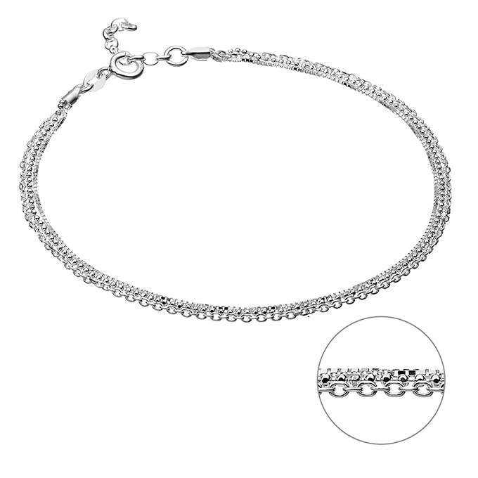 Ankle chain 3 different chains 22+3cm extender (1pc)