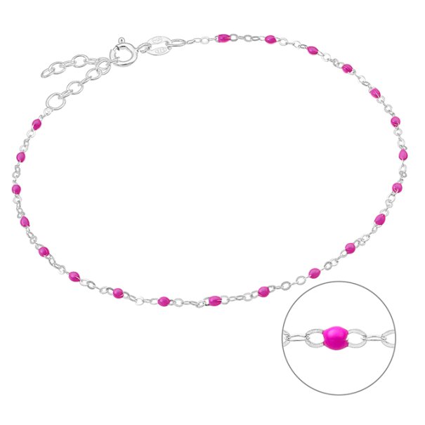 Cavigliera catenina smaltata rosa fluo 21+3cm estensione (1pz)