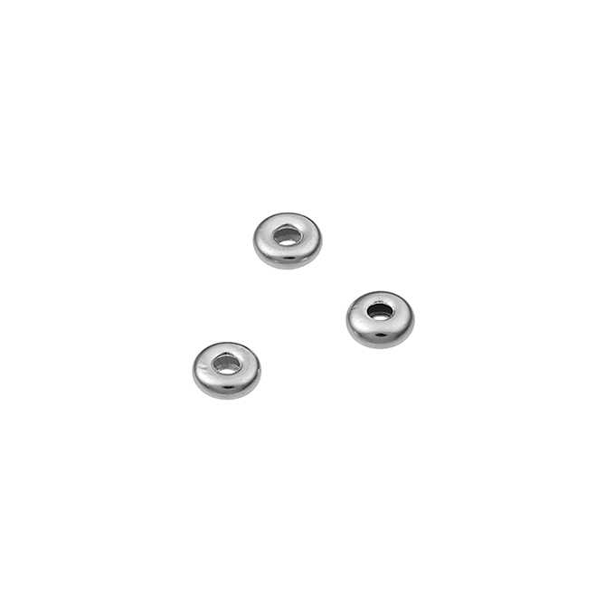 Weiss Rhodiniert – Spacer Perlen glatt 3mm Loch 1,2mm (ca 100Stk)