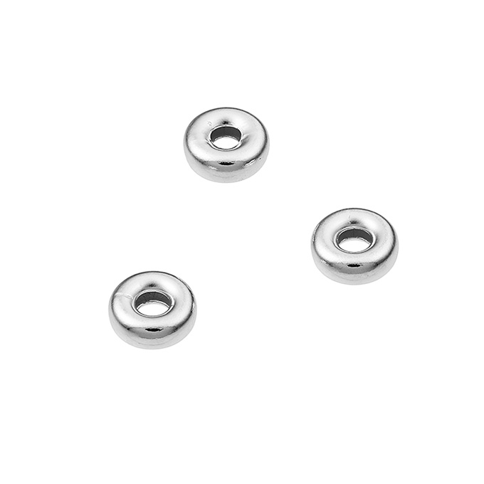 Weiss Rhodiniert – Spacer Perlen glatt 5mm Loch 1,8mm (ca 50Stk)