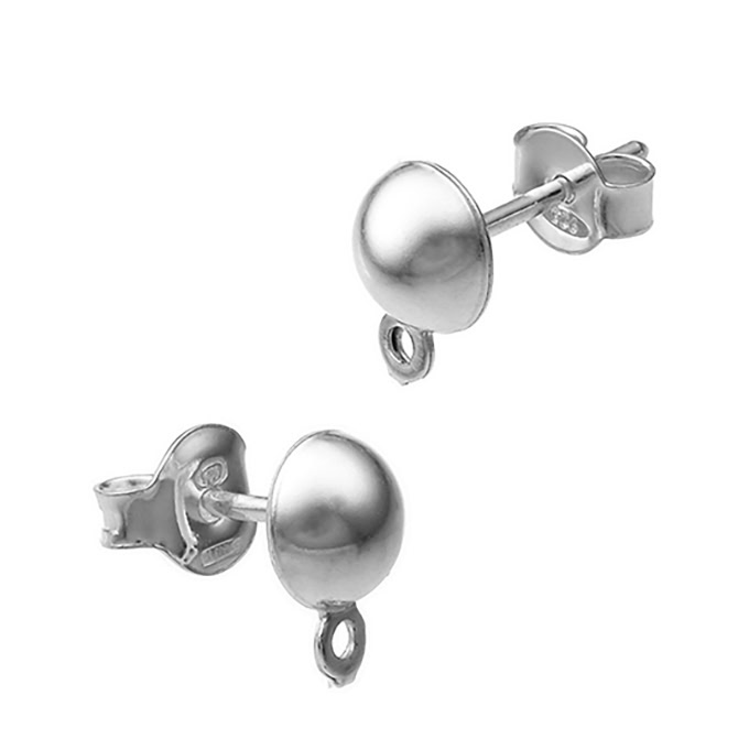 Clous d’oreilles demi boule 6mm avec anneau (10 paires)