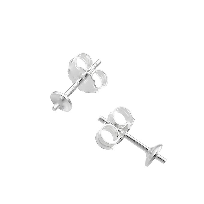 4mm cup stud earring supports with pin (approx. 20pairs)