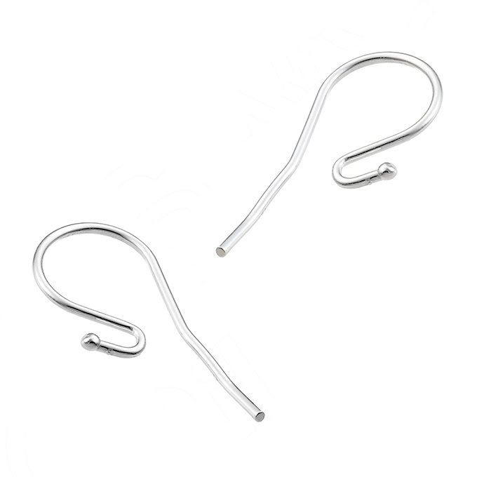 Hook earring supports with bead 0,8mm wire (approx. 20pairs)