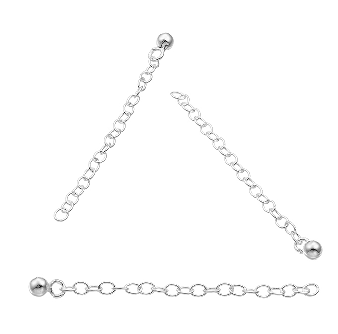 5cm oval rolo extender chain with 4mm bead (10pcs)