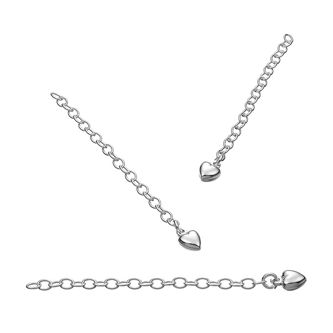 5cm oval rolo extender chain with 5x6mm heart (10pcs)