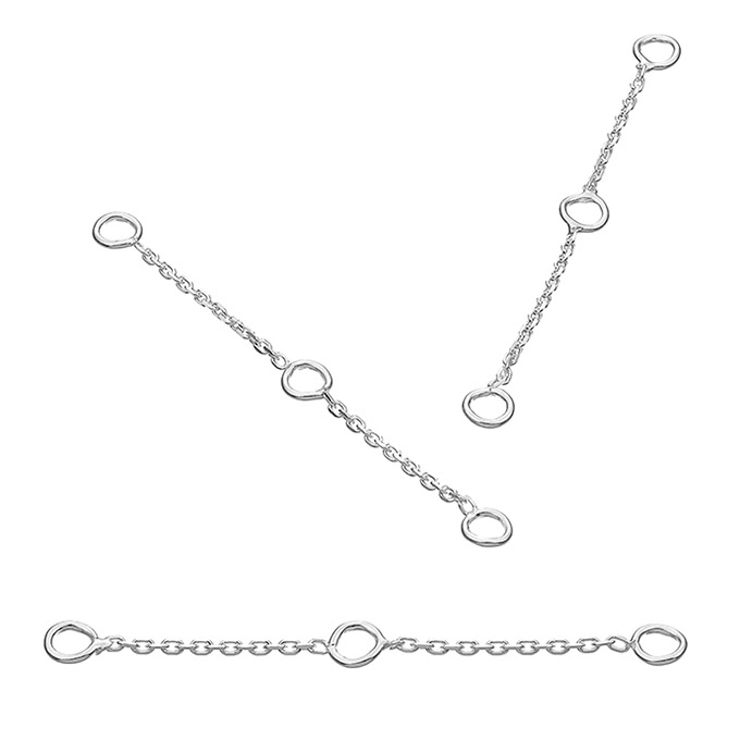 4cm facted rolo extender chain with 3 rings (env.10pcs)