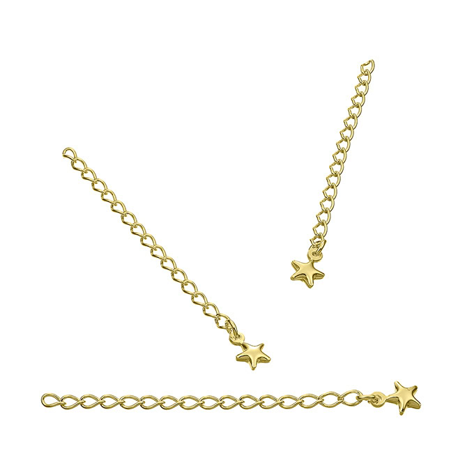 Yellow Gold 3µ – 5cm rombo extender chain with star (10pcs) | G-Silver