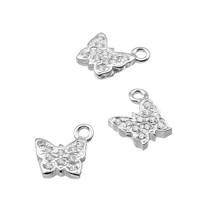 Cubic zirconia butterfly charms 7,5mm with ring (5pcs)