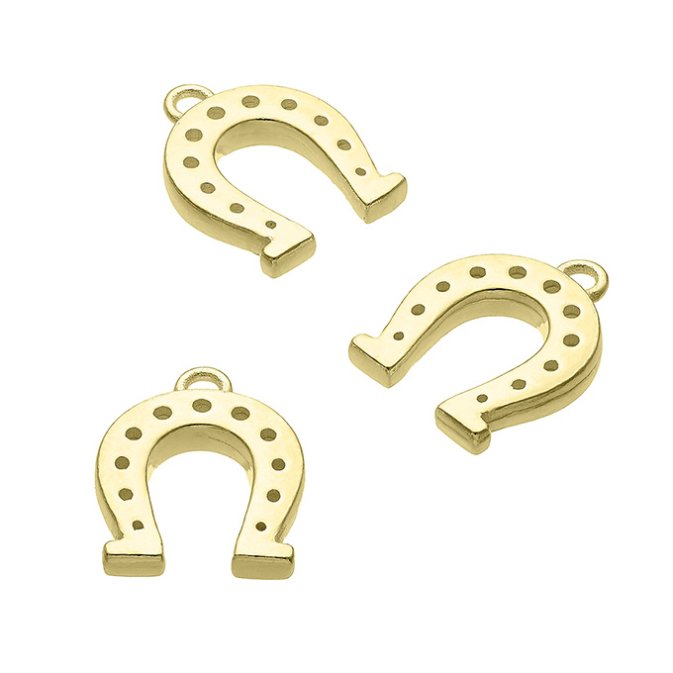 Goldgelb Vergoldet 1µ – Anhänger Hufeisen mit Ring (2Stk)