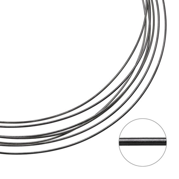 Rhodié Noir – SILVERFILLED – Fil rond 1mm demi-dur (1m)