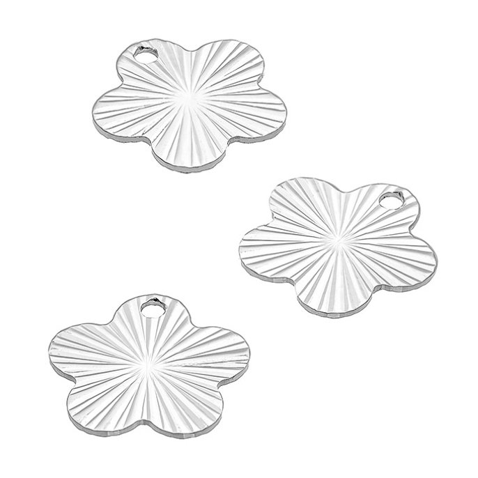 Pendentif Fleur rayé 10 mm, recto/verso, trou 1,2 mm (10pcs)