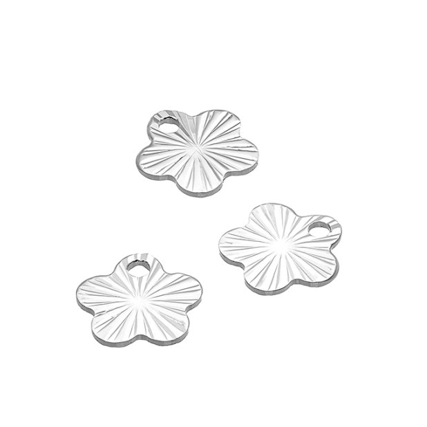 Pendentif Fleur rayé 7 mm, recto/verso, trou 1,2 mm (10pcs)