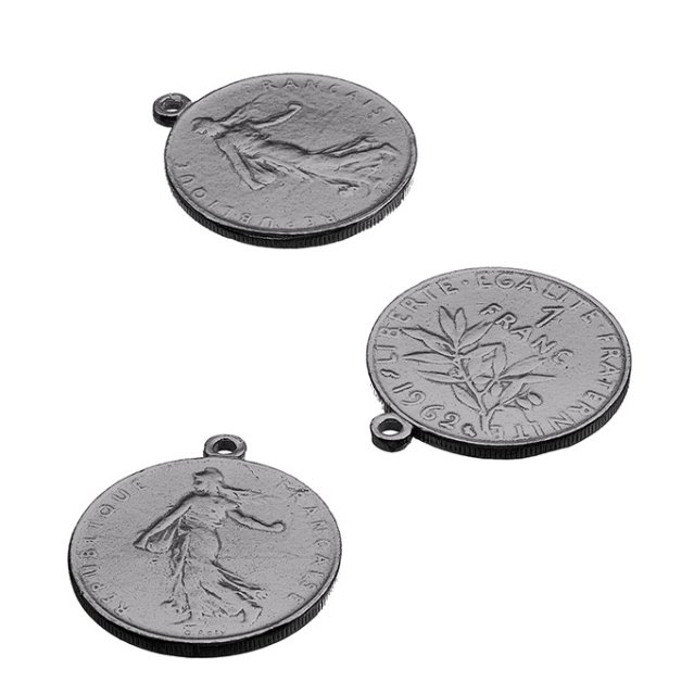 Rodiato Nero – Medaglia Franco 23 mm con 1 anelli (1pz)