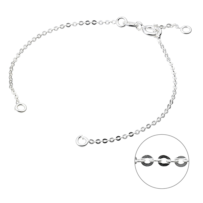 Bracciale catena forzatina 15cm con anello a 13cm e 2 anelli(10pz)