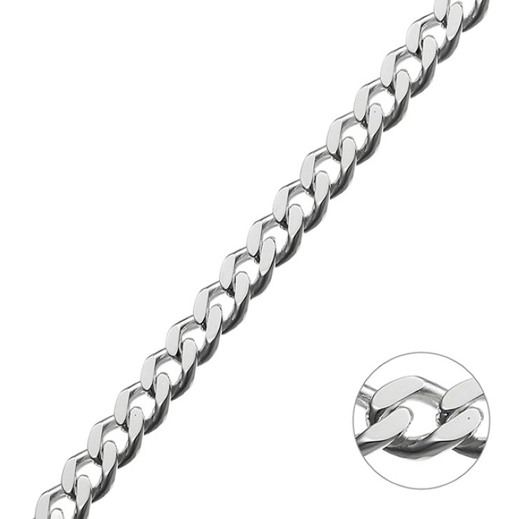 Weiss Rhodiniert – Panzerkette 6,5mm (1m)