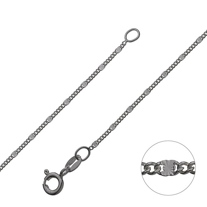 Rodiato Nero – Catena groumette 1,2mm quadratini rigati 1,5mm (1m)
