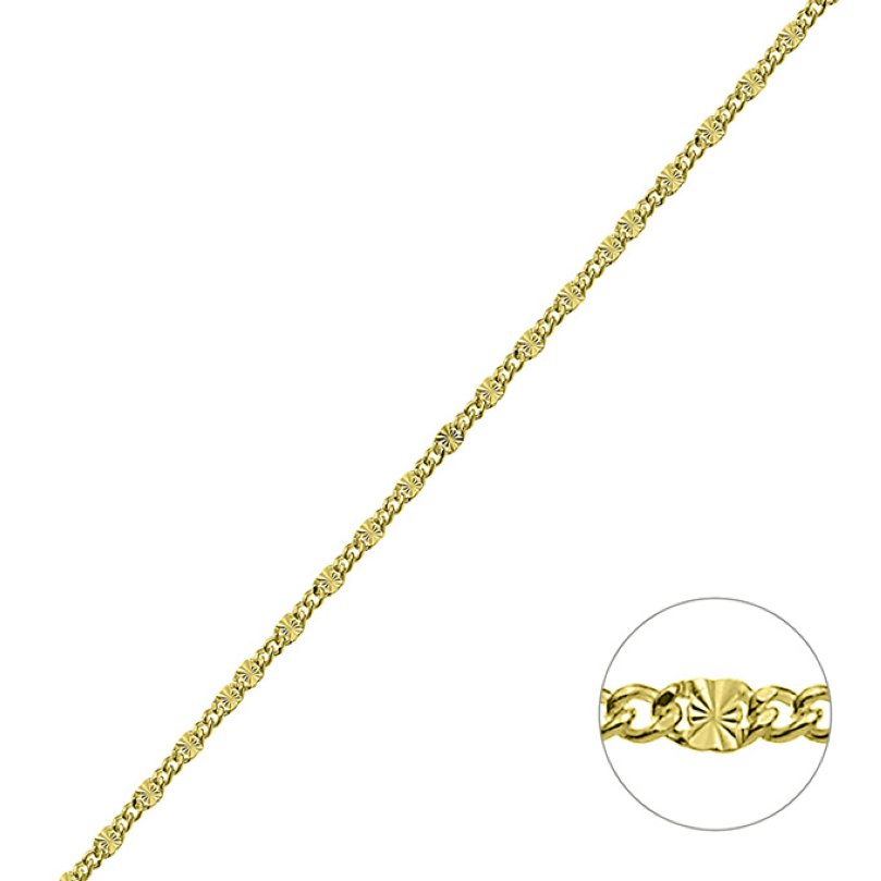 Goldgelb Vergoldet 1µ – Panzerkette 1,2mm gewellte Quadrate 1,5mm (1m)