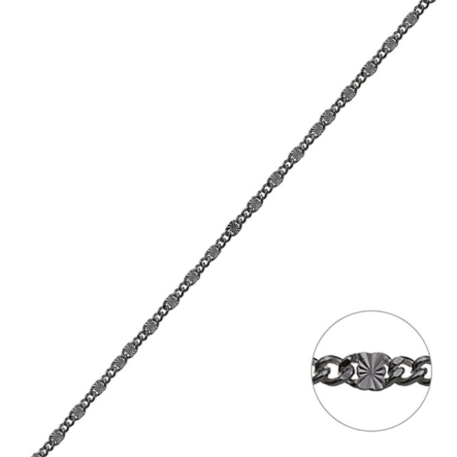 Schwarz Rhodiniert – Panzerkette 1,2mm gewellte Quadrate 1,5mm (1m)