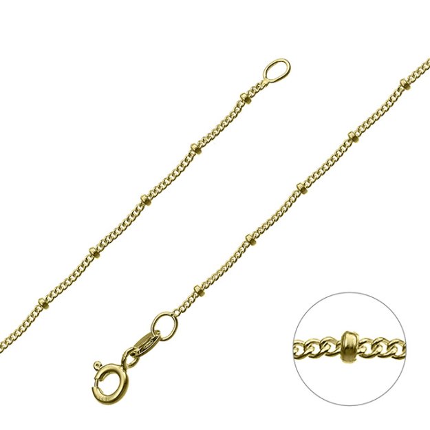 Yellow Gold 3µ – 1,25mm curb chain with 1,85mm beads (1m)