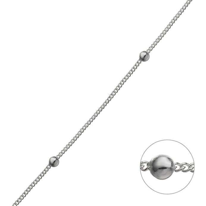 Weiss Rhodiniert – Panzerkette 1,2mm Perlen 3mm (1m)