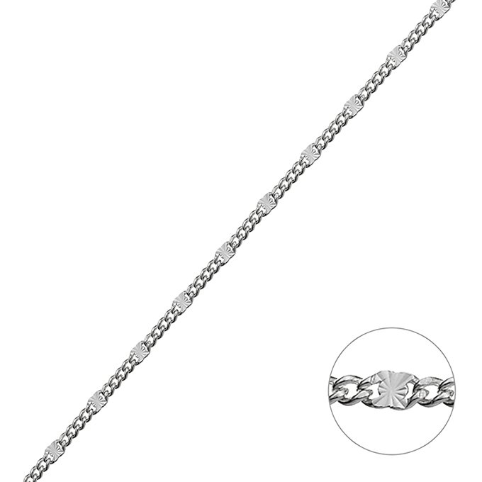 Weiss Rhodiniert – Panzerkette 1,5mm gewellte Quadrate 1,9mm (1m)