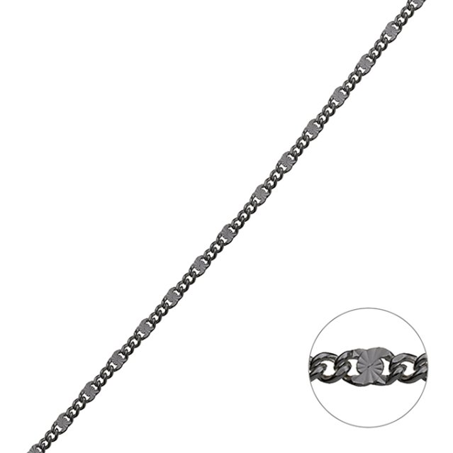 Rodiato Nero – Catena groumette 1,5mm quadratini rigati 1,9mm (1m)