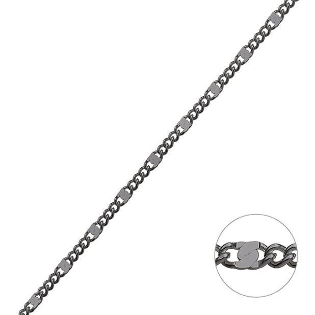 Rodiato Nero – Catena groumette 1,9mm quadratini piatti 2,4mm (1m)