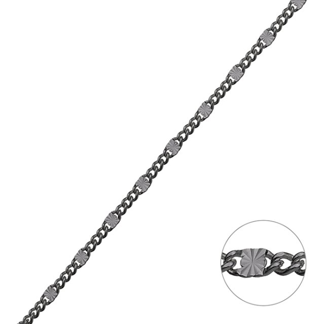 Rodiato Nero – Catena groumette 1,9mm quadratini rigati 2,4mm (1m)