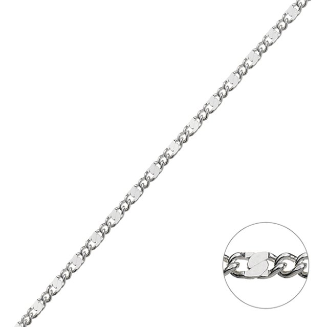 Weiss Rhodiniert – Panzerkette 1,9mm flache Quadrate 2,4mm (1m)