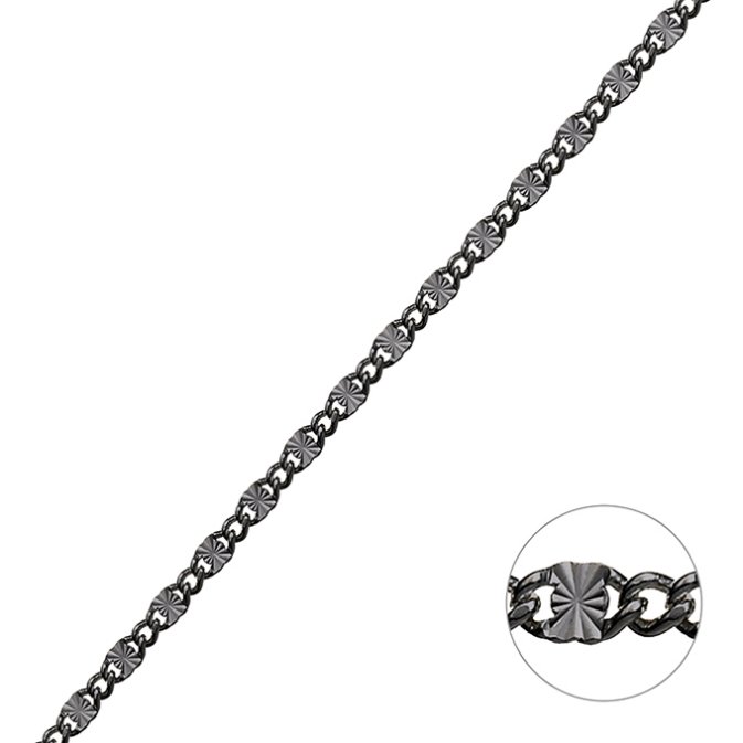 Rodiato Nero – Catena groumette 1,9mm quadratini rigati 2,4mm (1m)