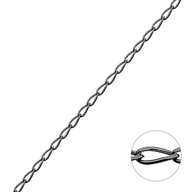 Rodiato Nero – Catena groumette 2,3mm maglia lunga (1m)