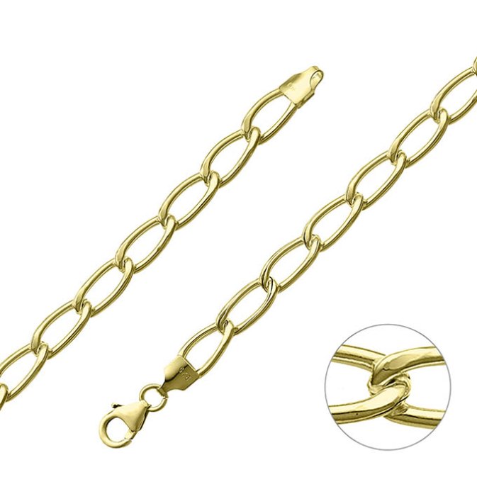 Yellow Gold 3µ – 5,7mm hollow elongated curb chain 1,35mm wire (1m)