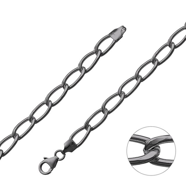 Rodiato Nero – Catena gourmetta allungata vuota 5,7mm fil 1,35mm (1m)