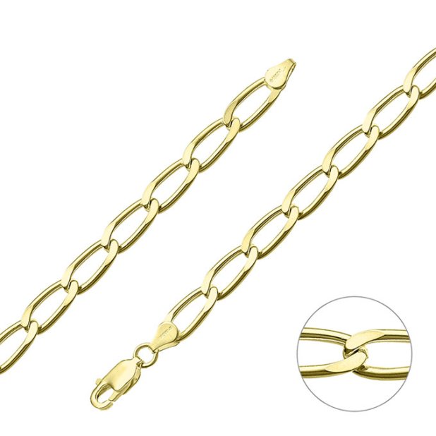 Yellow Gold 3µ – 5,7mm elongated curb chain wire 1,4mm (1m)