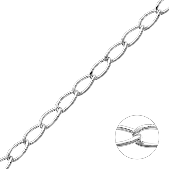 7,5mm hollow elongated curb chain 1,7mm wire (1m)