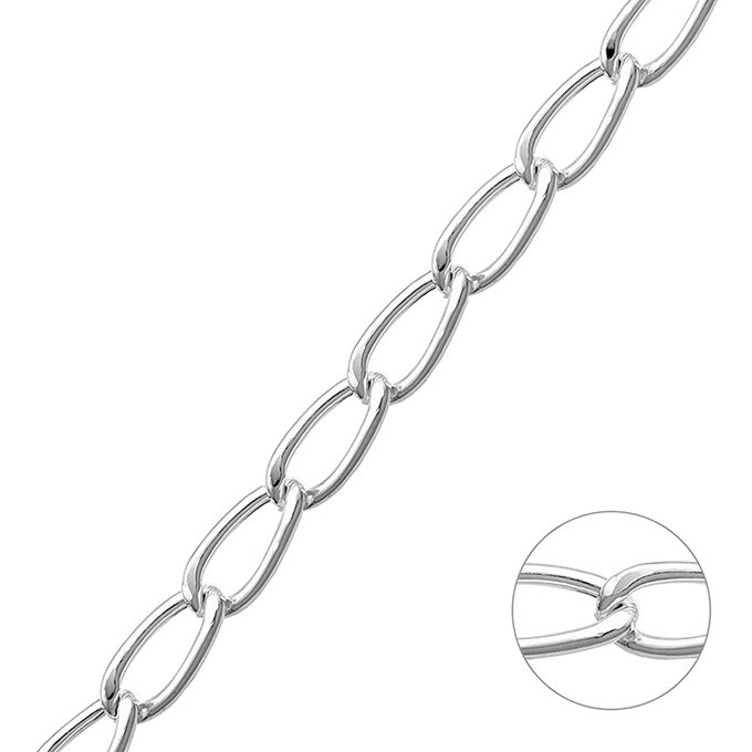 Catena gourmetta allungata vuota 8mm fil 1,9mm (1m)