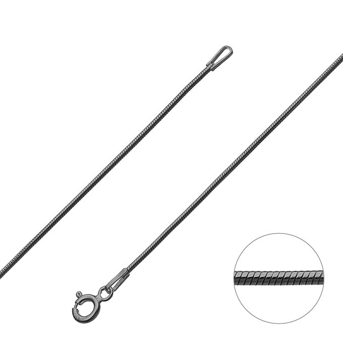 Schwarz Rhodiniert – Schlangenkette 0,93mm (1m)