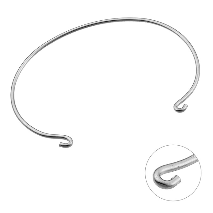 60x45mm cuff bangle 1,5mm wire with 2 hooks (1pc)