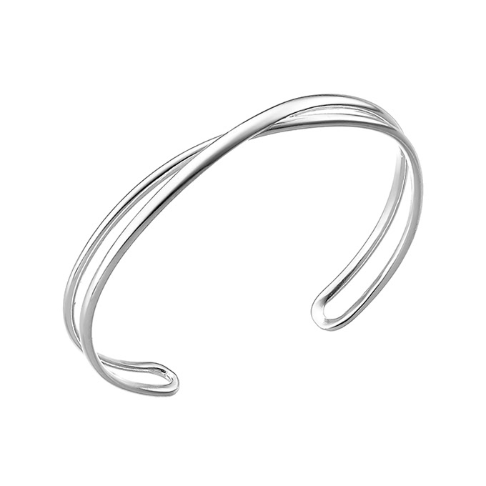 60mm crossed double wire oval cuff bracelet (1pc)