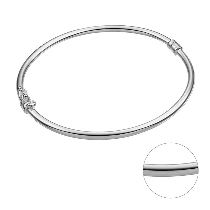 Bracelet jonc ovale 60x54mm tube 3mm avec fermoir en 8 (1pc)