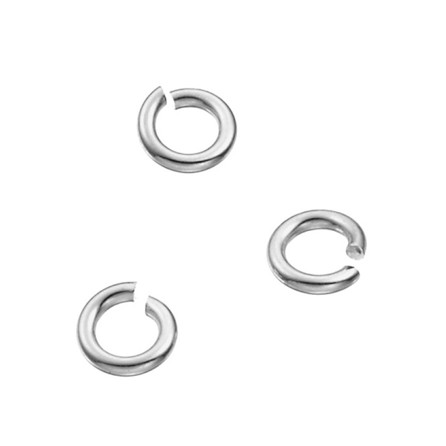 Weiss Rhodiniert – SILVERFILLED – Offener Spaltring Biegering 3,3mm Draht 0,7mm (100Stk)