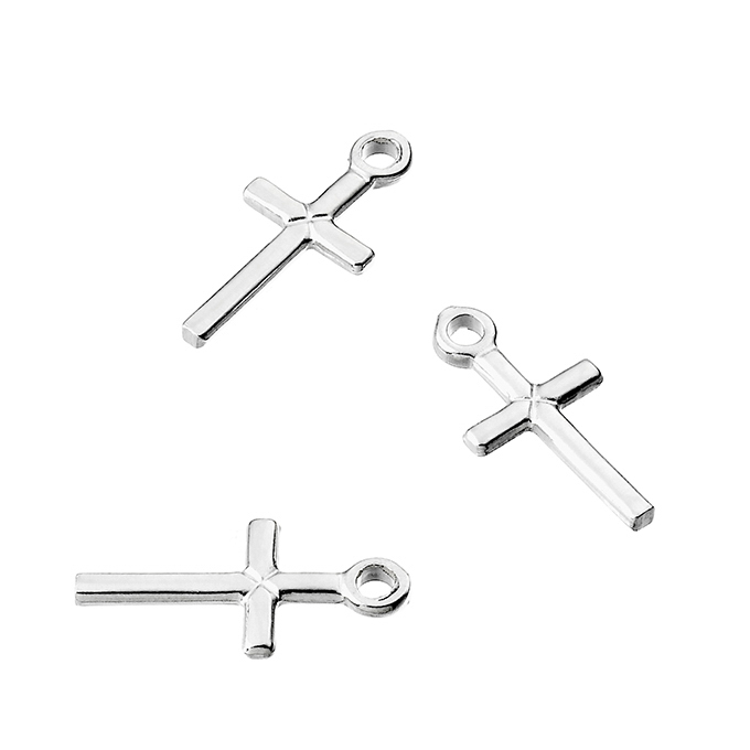 Pendenti piatti croce 6x10mm con anello (circa 30pz)