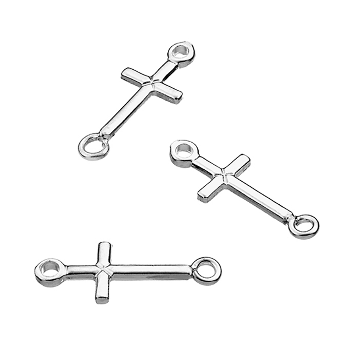 Charms croce piatta 6x10mm 2 anelli (circa 30pz)