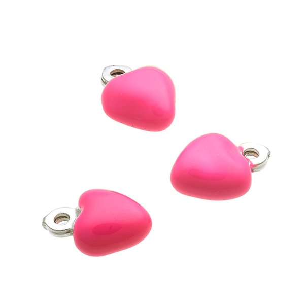 Anhänger Herz 5x5mm emailliert neonpink (10Stk)