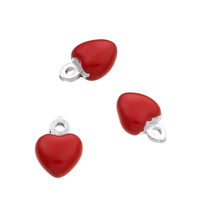 Pendenti cuore 5x5mm smalto rosso (circa 10pz)