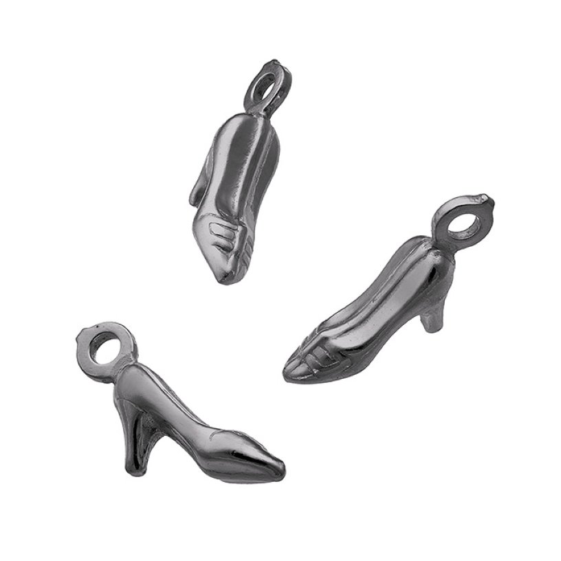 Black Rhodium – Mini shoes pendants with ring (10pcs)